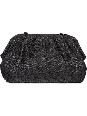 Women’s Black Straw Woven Clutch Purse Crossbody Evening Wedding Handbag